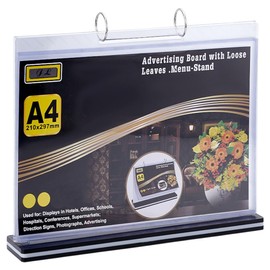 BENECREAT T-Shaped Multi-Page Flip Acrylic Sign Holder, 6-Page Desk Flip Sign Clear Flip Chart Easel for Menu/Photo/Advertising/Drink Display