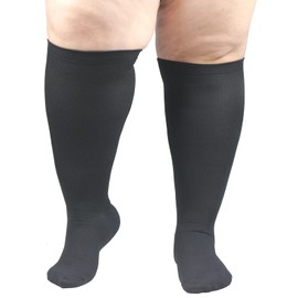 Plus Size Compression Socks Wide Calf for Women and Men,Flight Socks Extra Large Size Circulation Support Recovery for Nurses Running Pregnant Travel 1 Pair