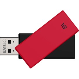 Emtec C350 Brick USB Flash Drive 16 GB USB Type-A 2.0 16 GB USB Type-A 2.0 15 MB/s Swivel Ring Black Red