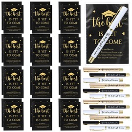 Sayglossy 12 Set Bulk Graduation Gifts for Student from Teacher , 2026 Graduation Party Favors with Metal Ballpoint Pens, Mini Inspirational Notebooks, Black and Gold End of Year Grad Gifts Supplies