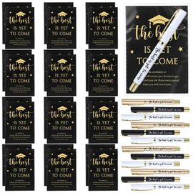 Sayglossy 12 Set Bulk Graduation Gifts for Student from Teacher , 2026 Graduation Party Favors with Metal Ballpoint Pens, Mini Inspirational Notebooks, Black and Gold End of Year Grad Gifts Supplies