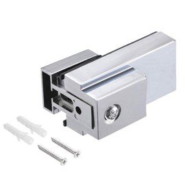 AWEN Glass Clamp,Adjustable Wood/Glass Shelf Bracket Solid Metal Wall Mount 4 Pcs or Two Pair,Polished Chrome