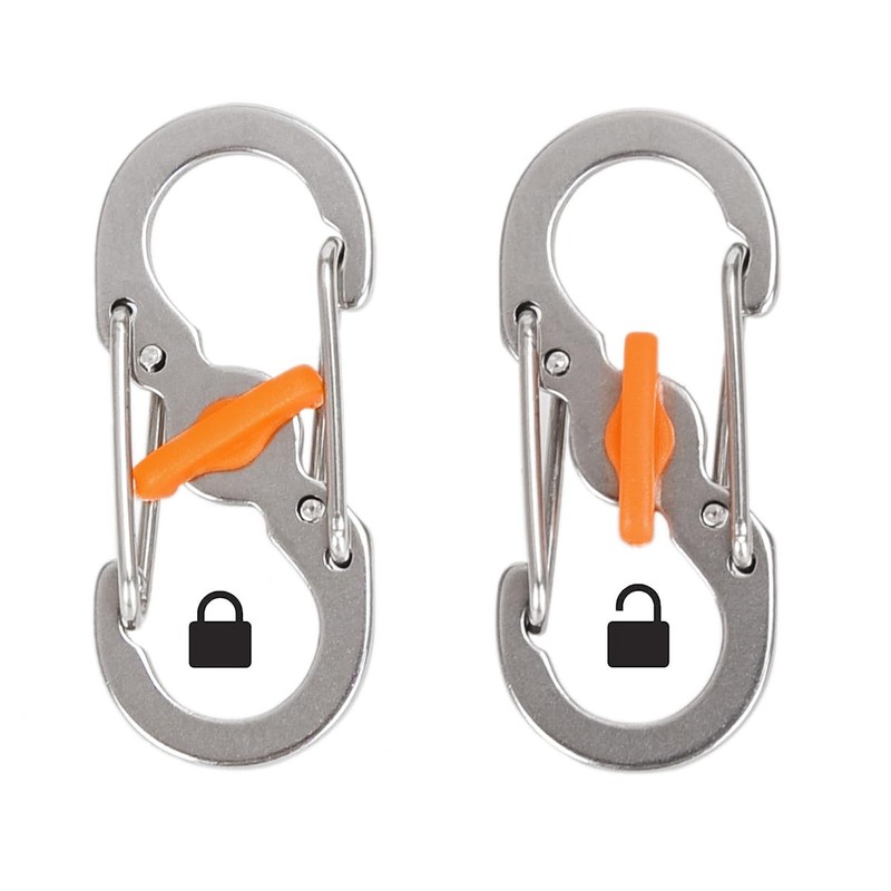KAruim S-Biner, Micro Lock, S-Shaped Carabiner, Set of 8, Locking
