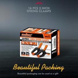HORUSDY 16-Pack Spring Clamps Heavy Duty, 3-inch Mini Clamps for Crafts with 1-5/8 Inch Jaw Opening for DIY, Gluing, Clamping and Securing