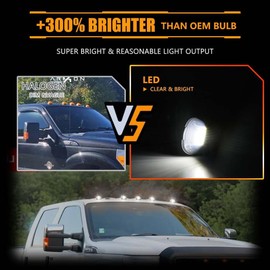 New LED Cab Roof Marker Lights Top Clearance Running Lights for F250 F350 F450 F550 Super Duty 1999-2016, F650 F750 2004-2017, Smoked Lens White LED Cab Marker Lamps, 5 PCS