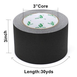 BOMEI PACK 1 Pack Black Gaffer Tape 3inch x 30yds, Matte Non-Reflective No Residue Hand Tear Stage Tape for Cable, Photo Studio, Painters, Duct Repair