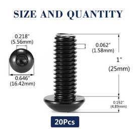 3/8-16 x 1 Button Head Socket Cap Bolts Screws, 20Pcs 304 Stainless Steel 18-8, Allen Hex Drive, Black Oxide by SG TZH(with Hex Spanner)