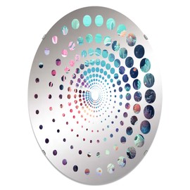 Aqua and Rose Subaquatic Realm - Coastal Coral Under Water Spiral Dot Animals - 20x30 Inches - Oval Decorative Wall Mirror For Bathroom, Bedroom, Entryway, Living Room, Vanity Room and Modern Décor