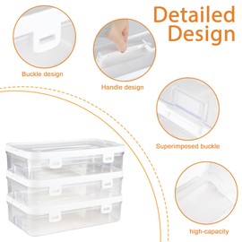 Yomjarl 3 Pack of Biscuit mold storage, Handheld Transparent Biscuit Cutters Storage Box with a sticker and a pen,Cover to prevent dust,Can be used alone or hidden for stacking