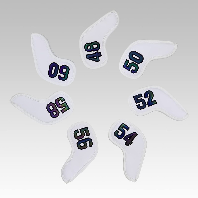Prof 7Pcs Leather Wedge Golf Iron Head Covers Protective Club