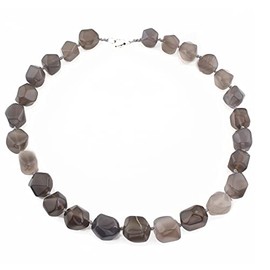 Handmade Gemstone Bead Necklace for Women | Eye-catching Grey Agate Gemstone Necklace, Pearl, Agate