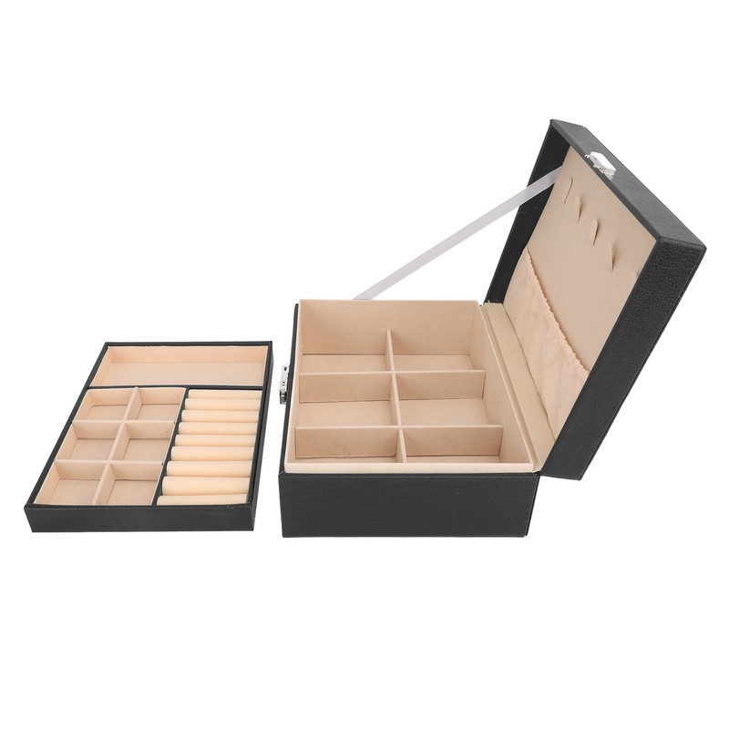 Double Layer Jewelry Box Soft PU Leather Jewelry Storage Organizer