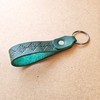 Handmade, Hand-Dyed, and Hand-Stamped Veg Tan Leather Keychain (Green)