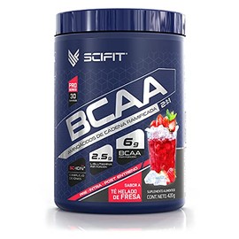 Scifit | Aminoácidos BCAA | 6 g de BCAA 2:1:1 | 2.5 g de L-Glutamina | 30 Servicios | Sabor Te de Fresa | Post-Intra Entrenamiento | Con Complejo de Hidratación SC-ION++® | 420 g