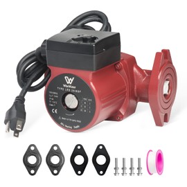 AB 110V 12.6 GPM Circulation Pump with Internal Check Valve, 3-Speed Hot Water Recirculating Pump 1" FNPT Flanges Low Noise for Water Heater System Solar Heater Boiler (Red)