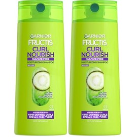 Garnier Fructis Curl Nourish Shampoo, champú para cabello rizado con aceite de coco y proteína vegetal, rizos definidos hasta 48 horas para todos los 