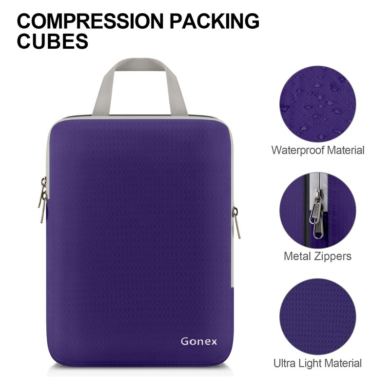 Gonex Compression Packing Cubes Extensible Organizer Bags For Travel Suitcase