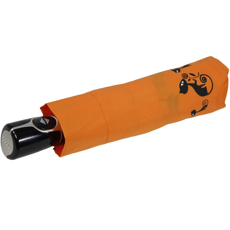 Doppler Mini Pocket Umbrella Open-Close Automatic Cats, orange