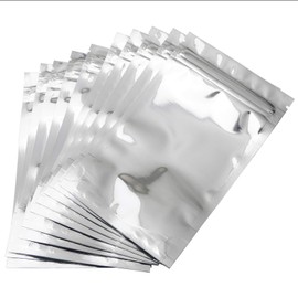 Ellbest 100Pcs Resealable Aluminum Mylar Foil Plastic Bags, Clear Silver Food Storage Bags, Airtight Zipper Lock Stand Up Pouch Bag for Beans Coffee Cookie 3.6x5.9inch