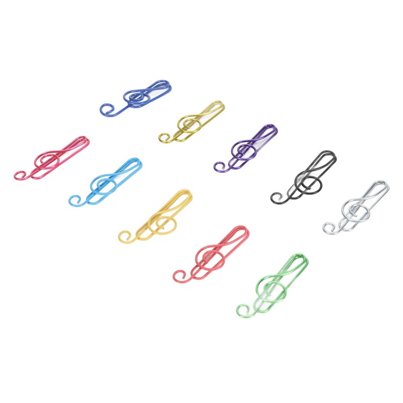100Pcs Cute Note Paper Clips 10 Colors Metal Music Note