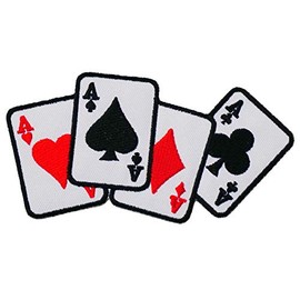 Graphic Dust Ace Card Embroidered Iron On Patch Applique Poker Casino Gambling Red Las Vegas Ace Club Lucky Jack Queen King Ace Card