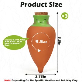 VICAMB 3PCS Self Watering Terracotta Globes,Ollas Watering Pot with Lid,Clay Plant Watering Devices,Planter Insert Terracotta Watering Spikes for Outdoor Indoor Plants with 1 Week Easy to Refill