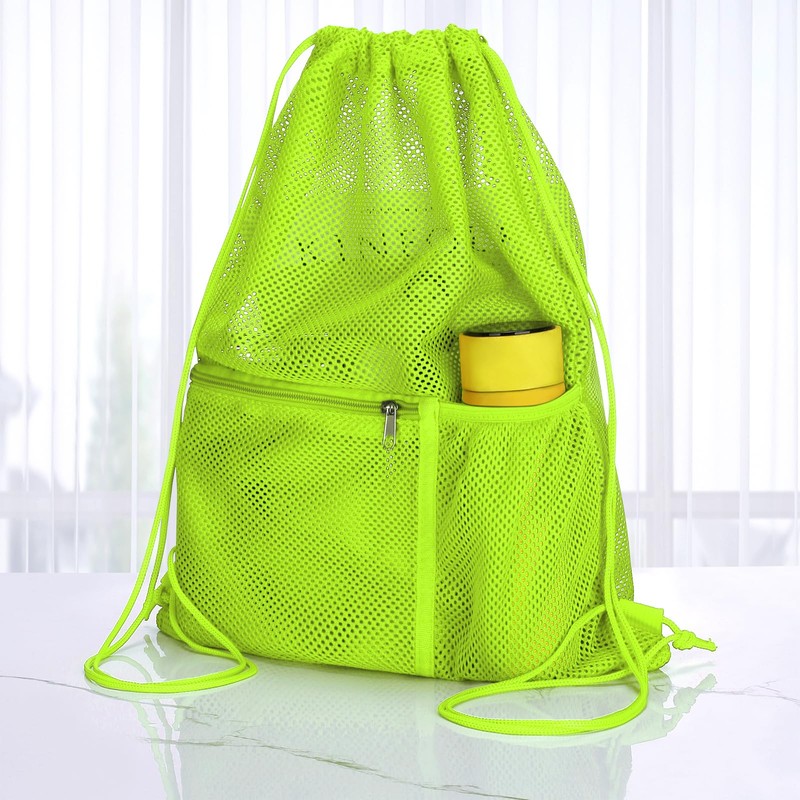 NATURAL STYLE 2 PACK Mesh Drawstring Backpack Bag, Multifunction Mesh