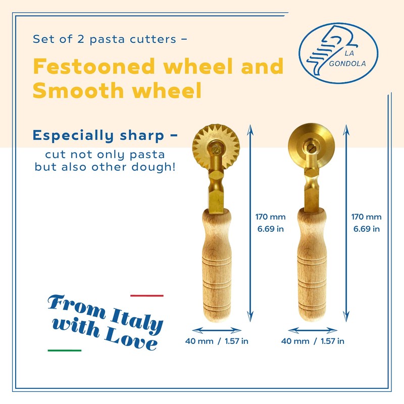 La Gondola Set of 2 Homemade Pasta Cutters - Festooned
