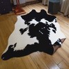 JACCAWS Black Faux Cowhide Rug (6.2ft x 8.3ft)-Soft and Skin-Friendly