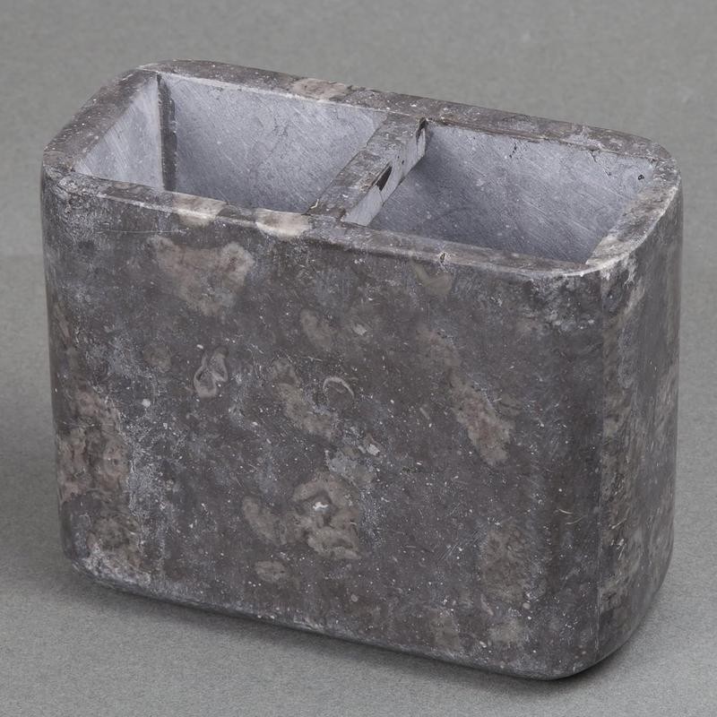 74814 Charcoal Marble Stone Rectangular Toothbrush, Paste Holder Organizer, 5-1/2"