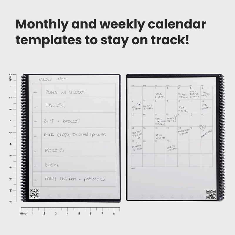 Rocketbook Fusion Reusable Undated Productivity Planner, Letter Size 8.5x11, Gray