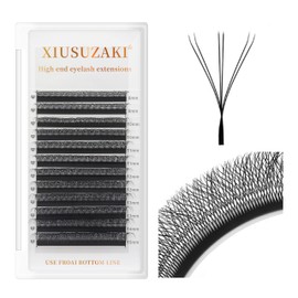 XIUSUZAKI Lash Extensions Double Tips 3D Eyelash Extensions W Shape 0.07mm Thickness C Curl Mix 8-15mm Premade Fans Easy Fan Volume Matte Black Crisscross Eyelashes(W-3D-Double Tips-0.07-C,8-15mm Mix)