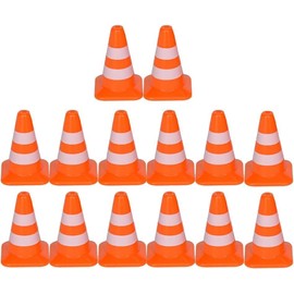 14pcs Miniature Road Cone Orange Mini Traffic Cones Plastic Sign Road Cone Toy Roadblock Cone Sign Model Photo Prop Educational for Kids Small Orange Cones Construction Cones,Safety Barriers