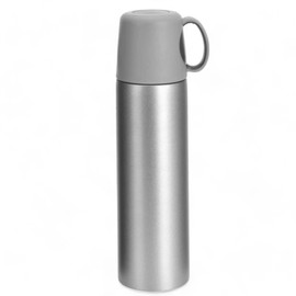 Thermal Flask, Insulated Flask, 500 ml, Stainless Steel, Double Wall Insulation, Quick Press Closure, 12 Hours Hot, 24 Hours Cold (Silver)