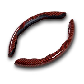 Steering Wheel Cover, Carbon Fiber, Anti-slip, Sweating, Breathable, Abrasion Resistant, Durable, Ultra Thin, Fits S/M (Carbon, Red)