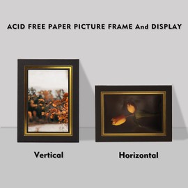 5x7 Cardboard Photo Frame, Paper Picture Frame Cards with Easel, DIY Paper Photo Display (Black with Gold Lining)