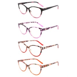 JAWSOCK Reading Glasses for Women feature lightweight anti-blue light lenses, spring hinges, cat-eye frames, anti-fatigue protection, UV resistance, and a classic and fashionable appearance(1.00x)