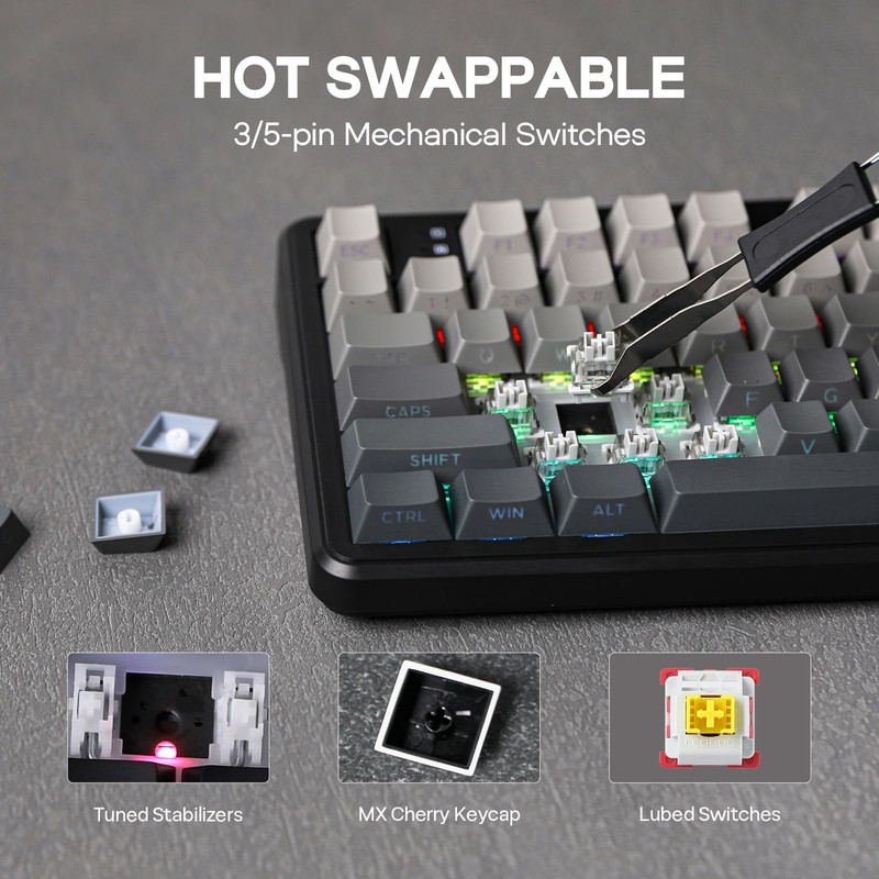 EPOMAKER Aula F108 Wireless Gaming Keyboard, Full Size Mechanical Keyboard