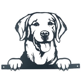 AB Tools Black Metal Peeking Retriever Silhouette with Fixing Plate Garden Ornament Gift