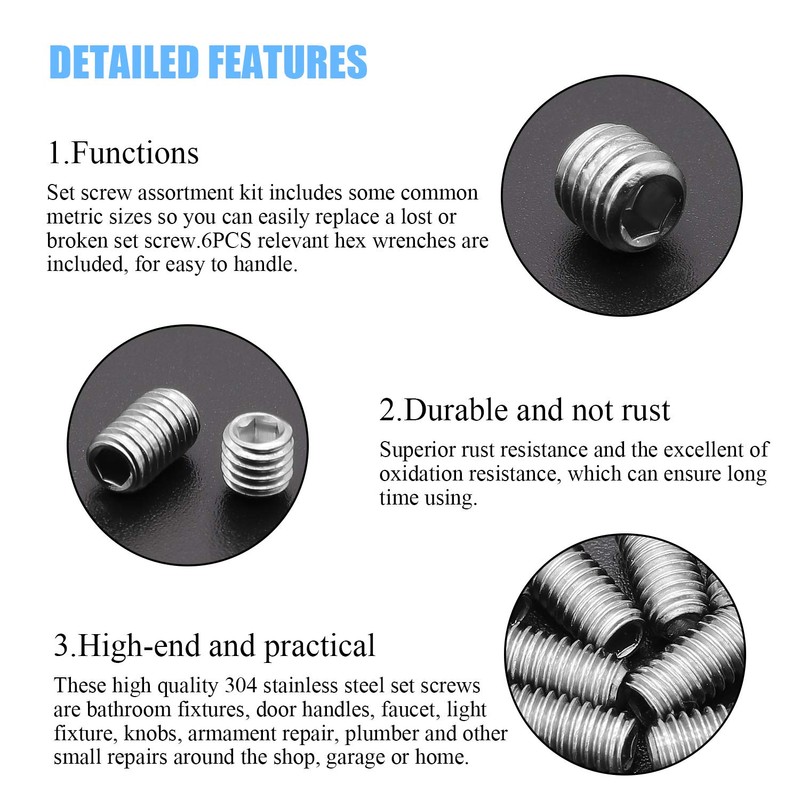 DYWISHKEY Allen Head Socket Hex Grub Screw, Set Screw Assortment