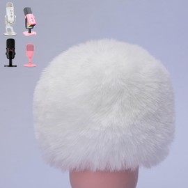 SUNMON Pop Filter for Blue Yeti Microphone, Furry Mic Windscreen Cover Compatible with AM8, SoloCast, Yeti Pro/Nano, Razer Mini,Razer Seiren V2 Pro and More Microphone (White)