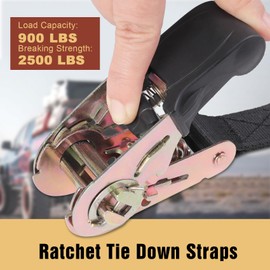 Masterwise Endless Ratchet Strap, Black Ratchet Straps Heavy Duty Tie Down Straps 1 Inch Simple Strap for Motorcycles, Trailer, Kayak, Cargo, Roof Rack (1in x 8ft-2pcs)