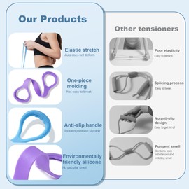 Figure 8 Resistance Band, Stretching Strap for Back Shoulders, Exercise Band for Yoga Fitness, Blue and Purple, 2-Pack