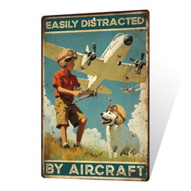 Putuo Decor - Letreros de lata de avión, arte de pared de aviación, fácilmente distraído por aviones, carteles de metal, regalos de aviación, para hombre, cueva, hogar, sala de estar, bar, cochera, 8