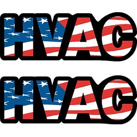 HVAC,(2-Pack) US Flag, I Make Decals®, Patriot, Patriotic, Hard Hat, Vinyl, Decal, Sticker