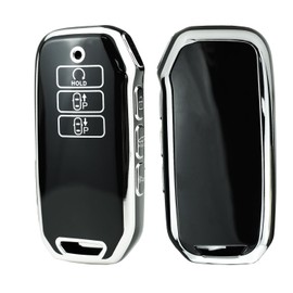 HIBEYO TPU Key Fob Cover for Kia EV6 K5 Seltos Carnival Seven-Key Dl3 Mq4 Accessories Key Shell Cover Protector Smart Remote Auto Key for Kia Key Case 7 Button-Black