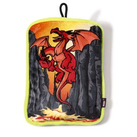 NICI 39816 - Wärmflasche Drachen Rechteckig Plüsch Bedruckt, antrazit/rot/gelb