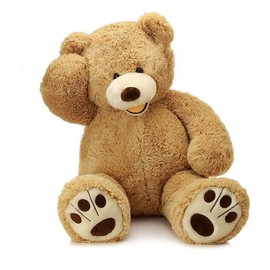 MorisMos Giant Teddy Bear, 39inch Large Stuffed Animal Bears with Big Footprints Plush, Kids Girlfriend Boyfriend Gift, Light Brown