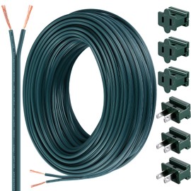 Chapou SPT-2 100 ft 18/2 Wire Electrical Wire with 6 Plugs 18 AWG Wire 18 Gauge Wire for LED Lighting Strip Lamp, Lamp Extension Cable, Residential Outdoor Commercial Industrial, Green