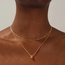 JIAOGE Initial Necklaces for Women - Letter C Bubble Gold Initial Necklace for Women Letter Necklace Stack Dainty Gold Necklace for Women Non Tarnish Layered Necklaces for Women Gold Jewelry for Women